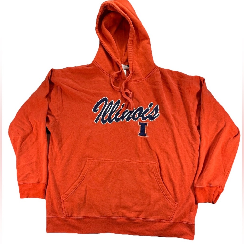 Illinois Fighting Illini Majestic Section 101 Hoodie Men's XL Orange NCAA VTG